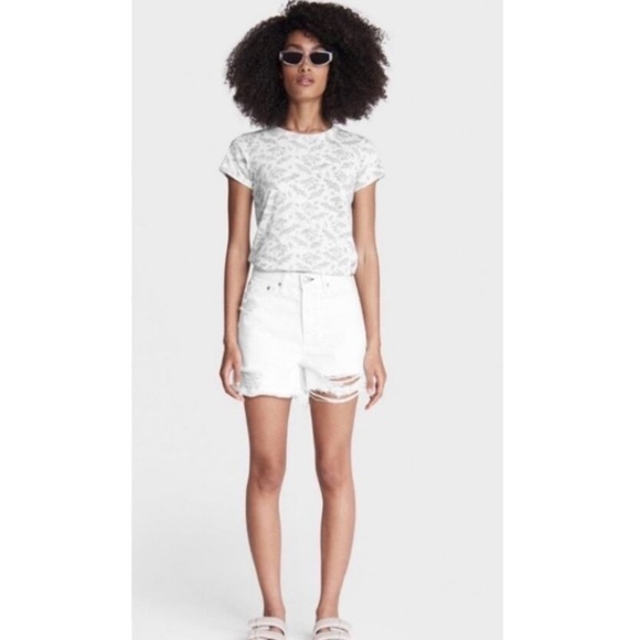 rag & bone Pants - Rag & Bone Maya High Waist Shorts in White.